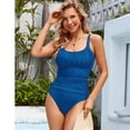 thumbnail image 5 of AICARE Women's One Piece Swimsuit Ruched Tummy Control Square Neck Bathing Suits, 5 of 7