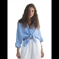 thumbnail image 3 of Camisas de de Algodón de Larga con Botones para Mujer, Blusas Informales con Cuello, Corte Holgado. Azul M, 3 of 10