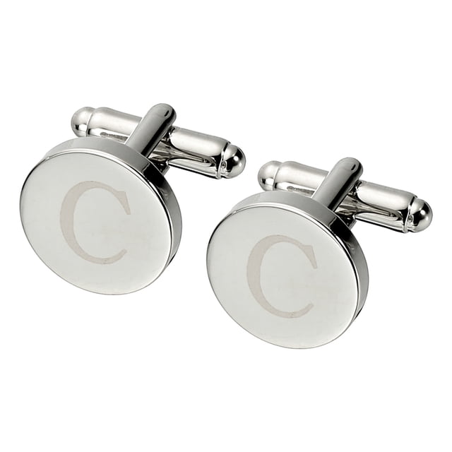 Uxcell Gemelos Iniciales, Clásicos Gemelos Redondos de Letra C de Cobre para Hombres, 26 Letras A-Z para Regalos de Hombres, Padres, Esposos, Bodas, Negocios, Cumpleaños, Plata