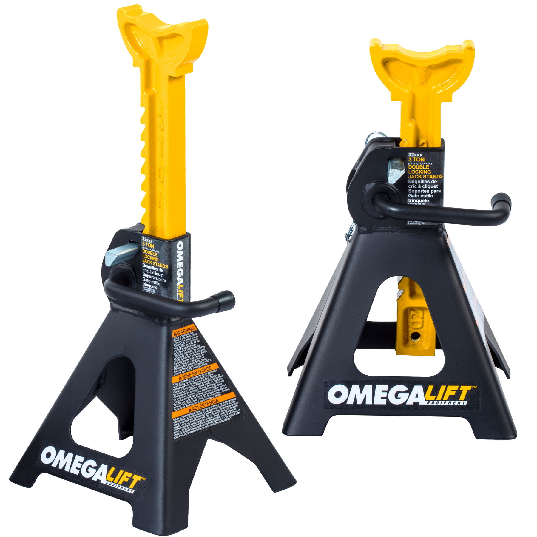 Omega Lift 3 Ton Double Locking Jack Stands with Safety Pin - Pair - Walmart .com