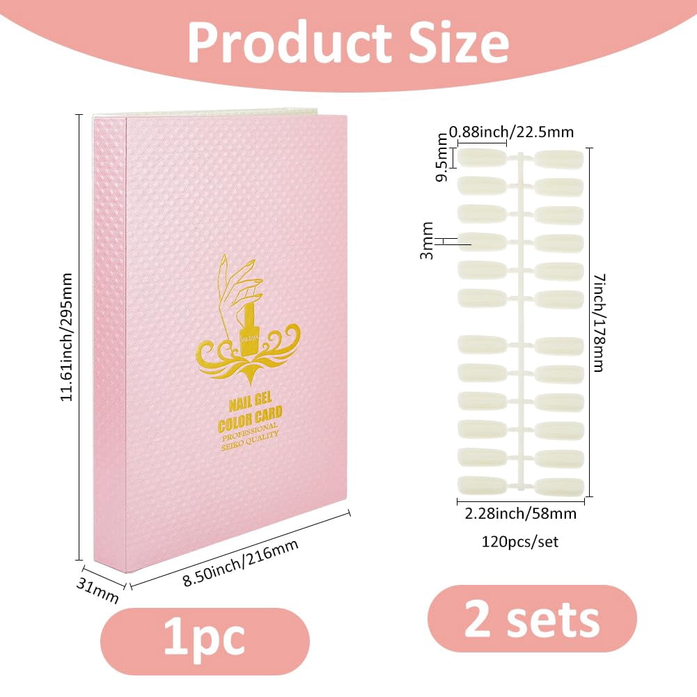 Nail Color Display Book with 240Pcs White Nail Tips Nail Gel Polish Display Board Nail Color Chart Display Book Nail Polish Sample Book with Replacement Tips Salon Tools White DIY