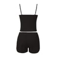 thumbnail image 7 of Womens Short Pajama Set Ribbed Knit Cami Top and Boxer Shorts Pajamas Cute Pj Sets(Black,XL), 7 of 7