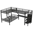thumbnail image 5 of EUROCO Metal L Shaped Twin over Full Bunk Bed and Twin Gaming Loft Bed with Desk, Functional Storage Bed with Wardrobe and USB Ports, Black, 5 of 9