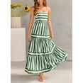 thumbnail image 4 of Elippeo Women's Long Tiered Dress Sleeveless Spaghetti Strap Square Neck Striped Print Dress Midi Slip Dress, 4 of 6
