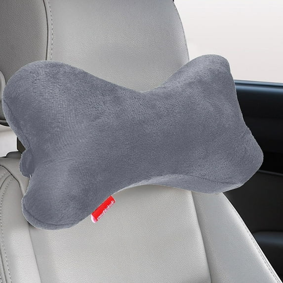 2pk Dog Bone Shaped Travel Neck Pillows with Washable Removable Cover Memory Foam Car s Truck Driving Comfort Head Rest Support (Gray)