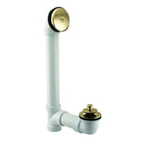 Westbrass 12" Sch. 40 PVC Bath Waste Assembly with One-Hole Overflow and Twist & Close Drain, Polished Brass