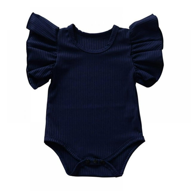 POINTERTECK Summer Newborn Baby Girls Ruffles Romper Short Sleeve Jumpsuit Knitted Romper Summer Outfits