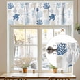 thumbnail image 5 of Kitchen Valances for Window, Sea Turtle Blue Coral Seamless Light Filtering Rod Pocket Valance Curtain, Ocean Starfish Seahorse Short Curtains Window Topper for Bedroom Bathroom Living Room 42x18in, 5 of 7