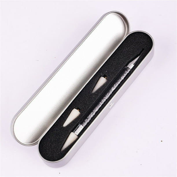 Fiudx Bolígrafo para Decoración de Uñas Adhesivo, Cabezal Doble Desmontable, Integrado para Puntear, Diseño de Uñas, Uso Doméstico, Ideal para Principiantes, 14 Cm, Incluye 2 Cabezales de Repuesto.