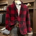 thumbnail image 5 of Zimjoy Plaid Suit Jackets for Men One Button Vintage Corduroy Suit Jacket Slim Fit Casual Checkered Blazer Birthday Party Sport Coats Work Office Business Blazers Jackets, Wine L, 5 of 5