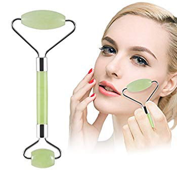 Jade Roller For Face Anti Aging Massage Roller With Gua Sha Scraping...