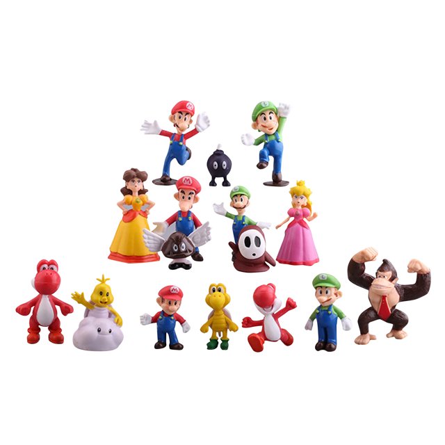 Figuras de acción KEVCHE 17 Piezas Mario Bros Juguetes Mario Luigi Princess Yoshi Decoración de Tartas