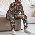 thumbnail image 7 of Salouo Geometry Print Button-Front Long Sleeve Pajama Set for Men, Soft 2Pjs Men's Long Sleeve Sleepwear-XX-Large, 7 of 7