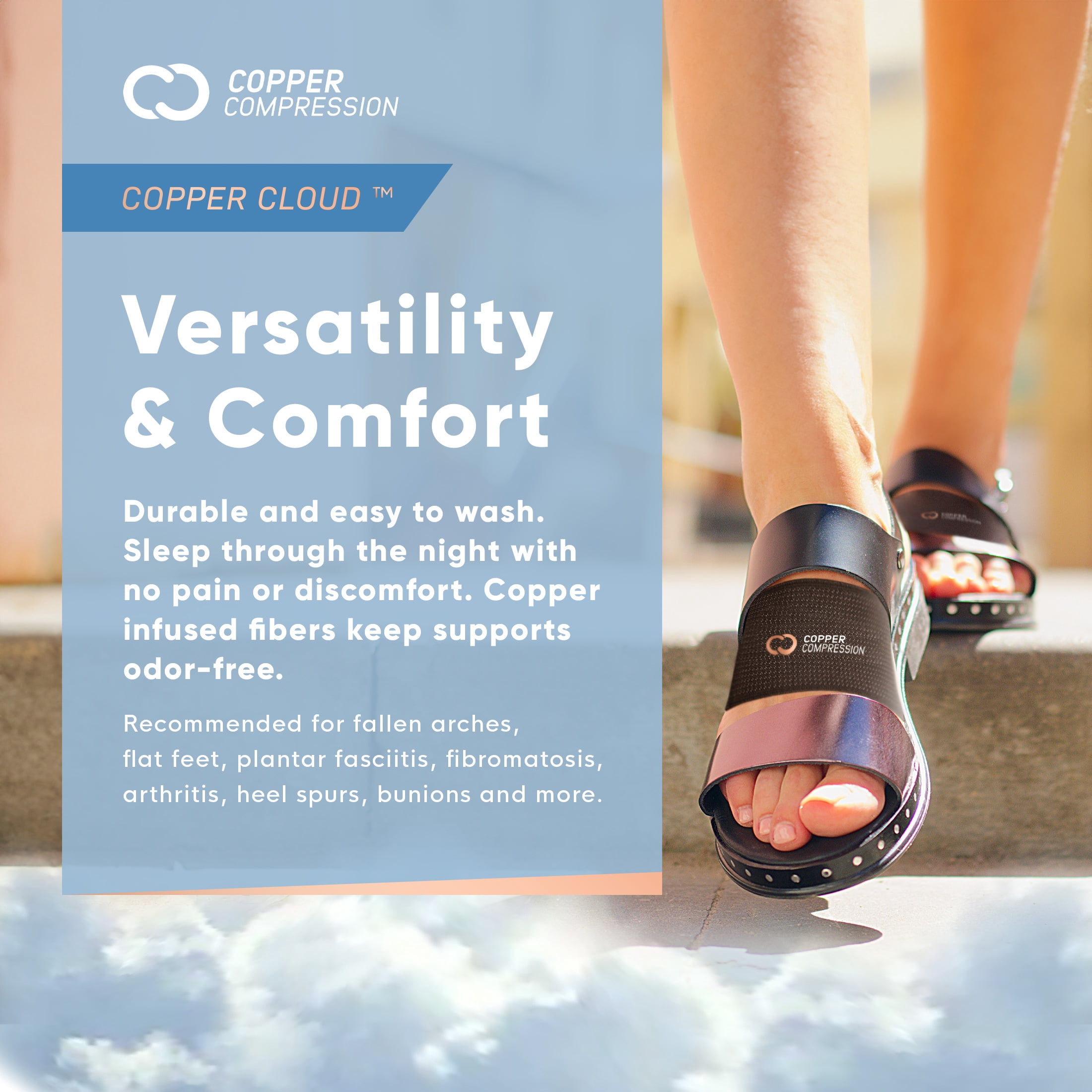 Copper Compression COPPER CLOUD Arch Support - One Size Fits Most (Unisex, Black, 1 Pair)