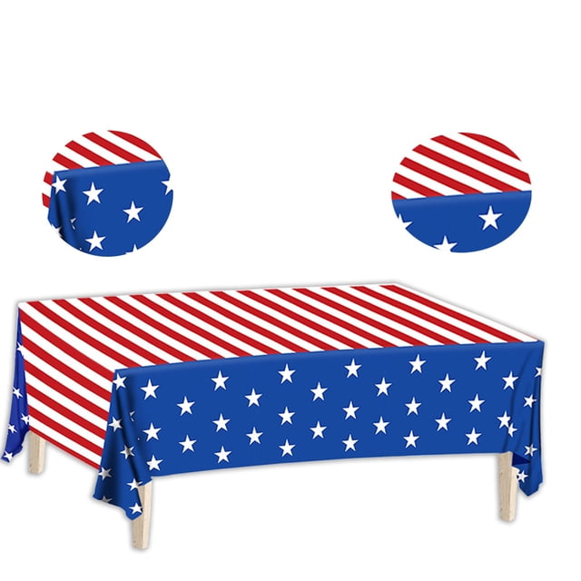 Xihbxyly Mantel Del 4 de Julio, Diseño Patriótico En Rojo, Blanco y Azul, de Plástico Desechable, Fácil de Limpiar, para Uso En Interiores y Exteriores, para Fiesta Del Día de La Independencia, 137 X