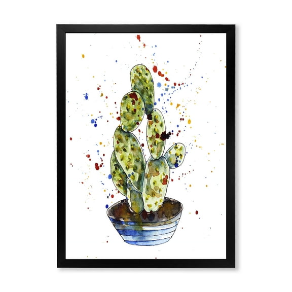 Designart 'Abstract Cactus Houseplant' Traditional Framed Art Print