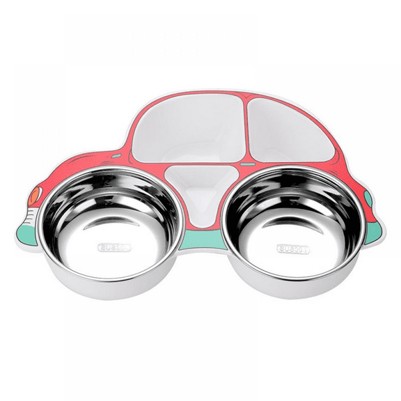 LNGOOR 5 Piece Creativity Bamboo Dinnerware for Kids, Toddler, Car Plate and Bowl Set, Eco Friendly Material and Dishwasher Safe, Great Gift for Baby