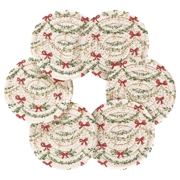 Round Placemats Set of 6 Heat Resistant Washable Kitchen Table Decorations 15.4in Christmas Decorations