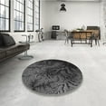thumbnail image 3 of Ahgly Company Indoor Round Patterned Midnight Gray Area Rugs, 5' Round, 3 of 6