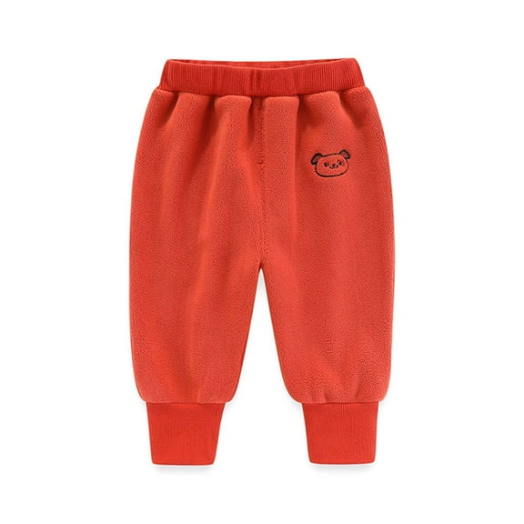 uublik Toddler Sweatpants Cute Printed Fleece Lined Solid Colour Warmth Elastic Waist Joggers Long Pants