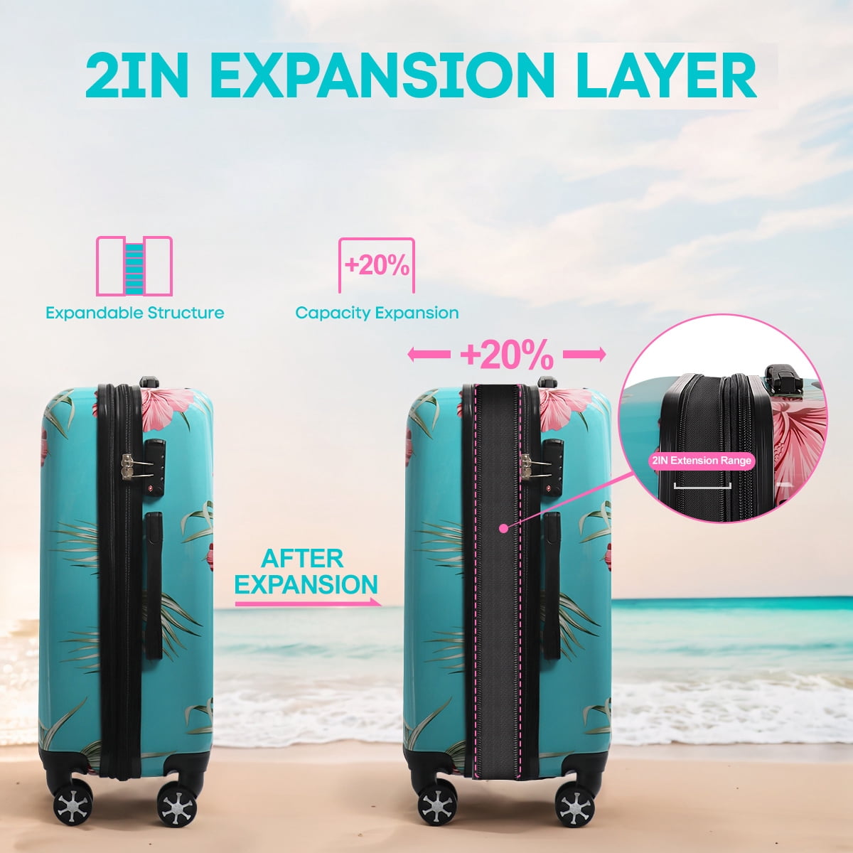 28 Inch Large Checked Luggage Expandable Suitcase with Spinner Wheels & TSA Lock Lightweight Durable PC Hardshell Rolling Suitcase,0028#22