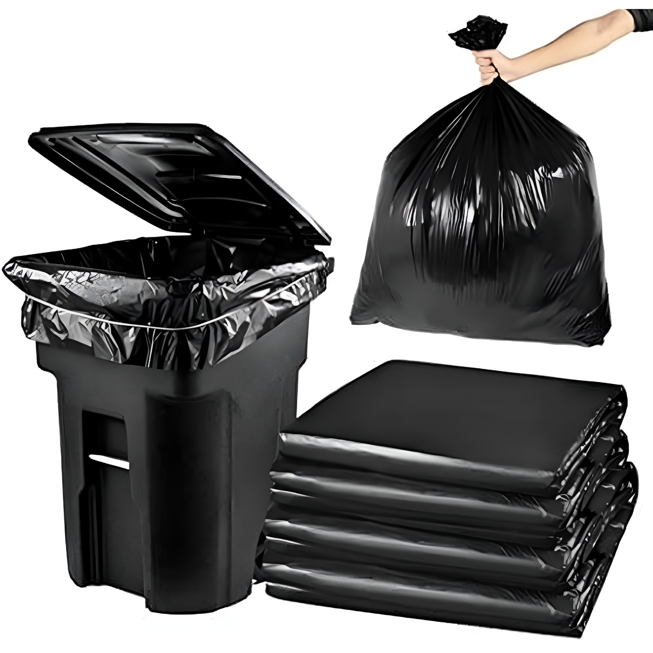 CCOCC 20-25 Gallon 1.2 Mil Trash Bags (100 Count),Heavy Duty Contractors Garbage Bags,Leakproof Design (19x23 Inch),Large Garbage Bags Black,Heavy Duty Garbage