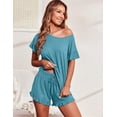 thumbnail image 2 of Ekouaer Women's Pajama Set Ruffle Sleeves Top and Short Soft 2 Piece Loungewear Set, 2 of 5