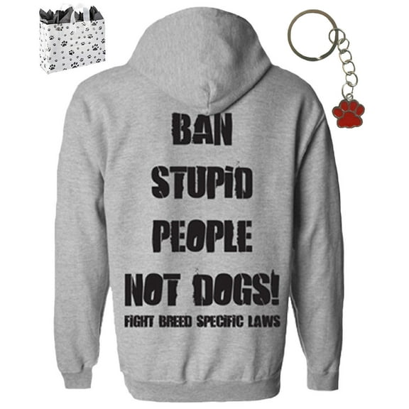 Ban Stupid People Adult Hoodie Pit Bull Hoodie, Keychain & Bag Multi-Pack Gift Set