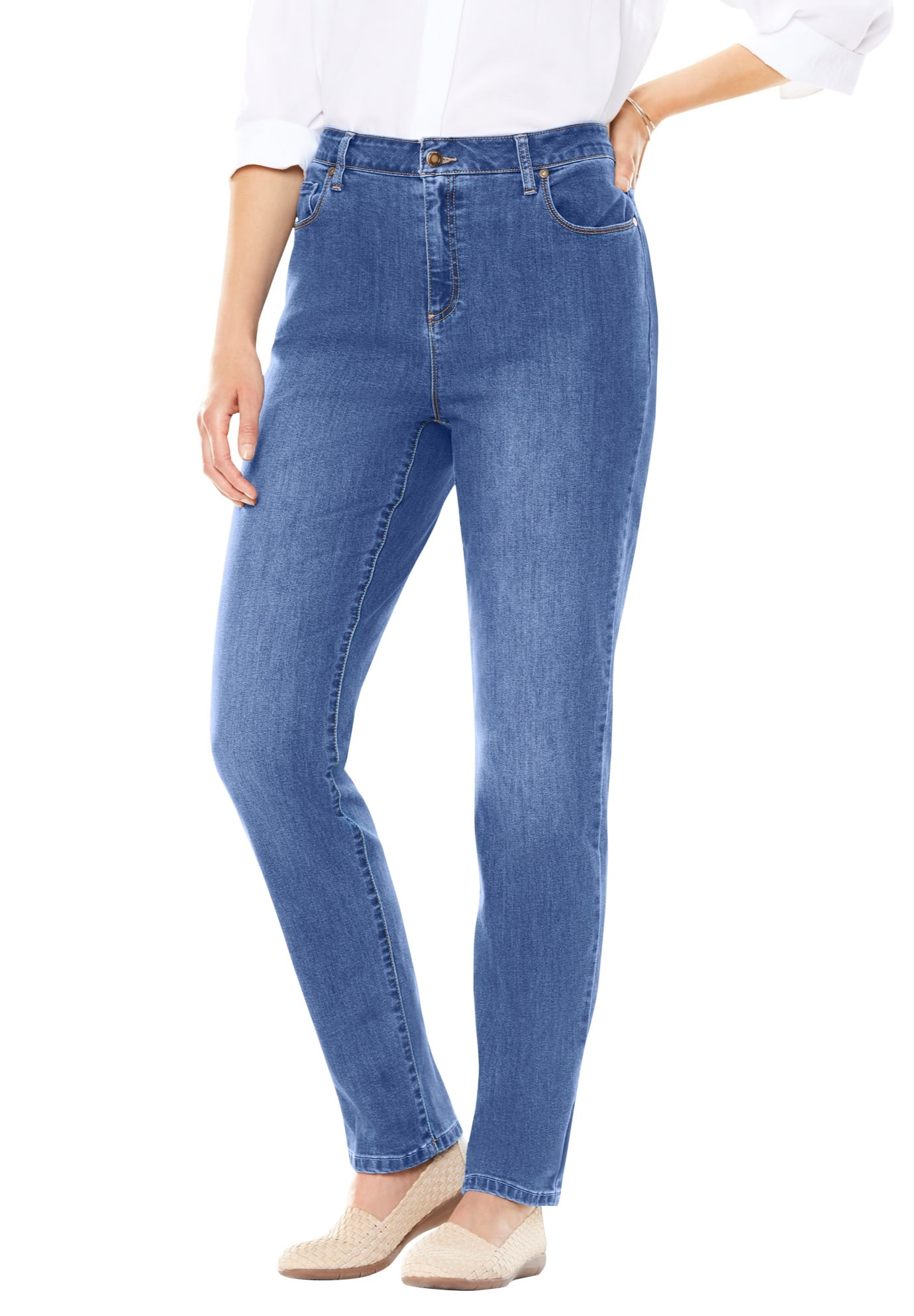 Woman Within Womens Plus Size Tall Straight Leg Stretch Jean