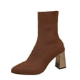 thumbnail image 2 of Bixock Boots for Women Mid Heel Short Boots Large Size Pointed Toe Slip On Stretch Sock Boots Comfortable Warm Daily Wear Fall Women Shoes, 2 of 9
