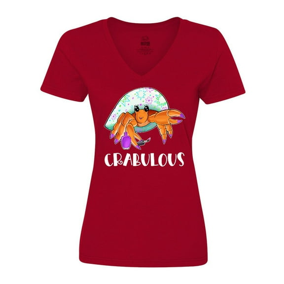Inktastic Crabulous Cute Hermit Crab with Purple Nail Polish Women's V-Neck T-Shirt