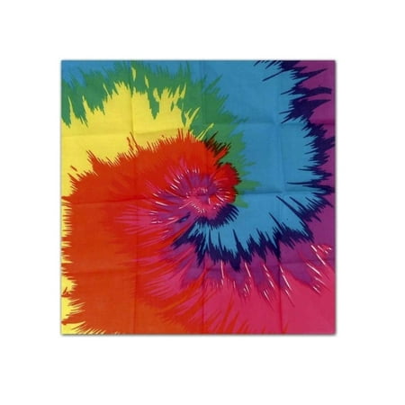 Club Pack of 12 Multi-Color Funky Tie-Dyed 60's Theme Bandana Costume Accessories