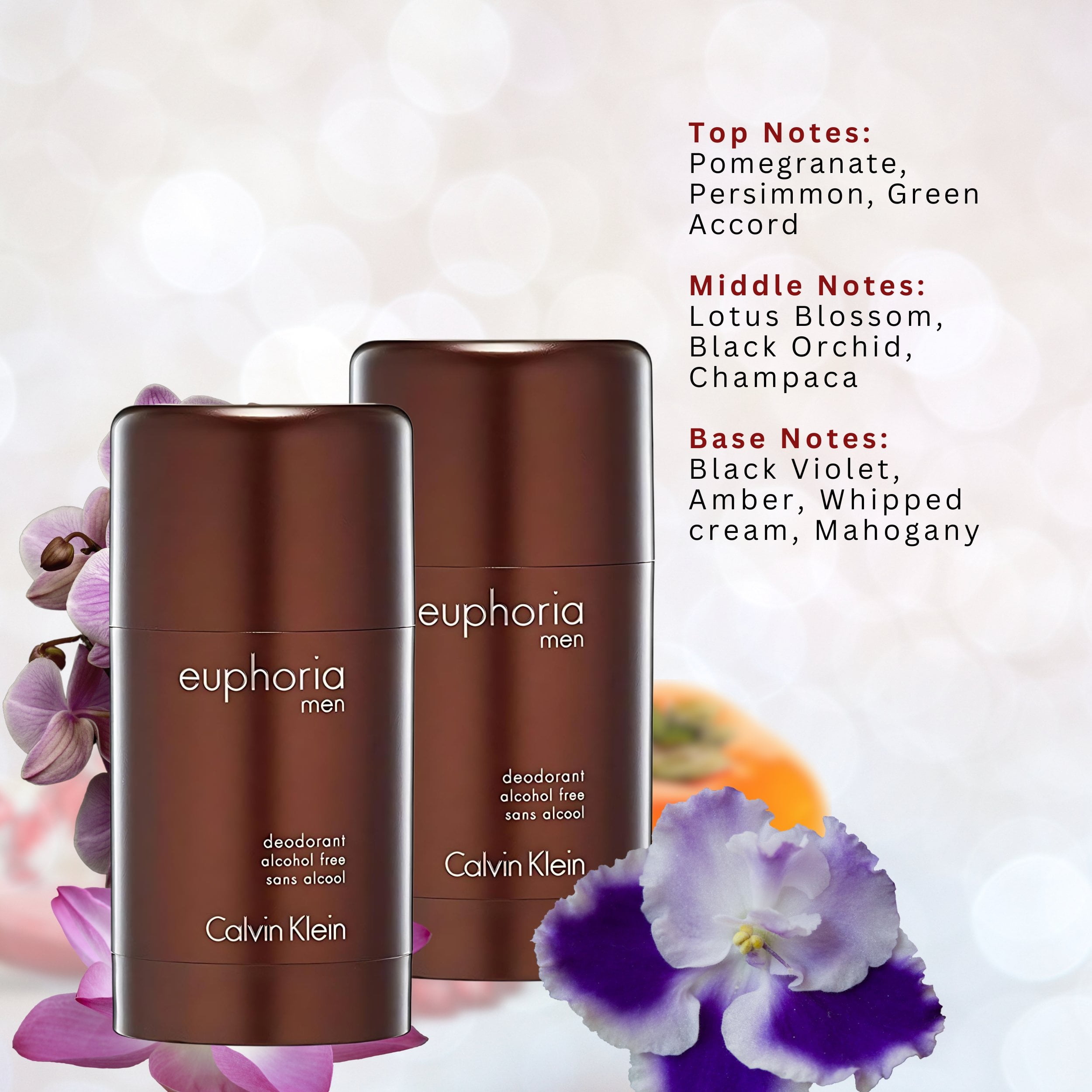 Calvin Klein Euphoria Deodorant for Men, 2.6 Oz (Pack of 2)