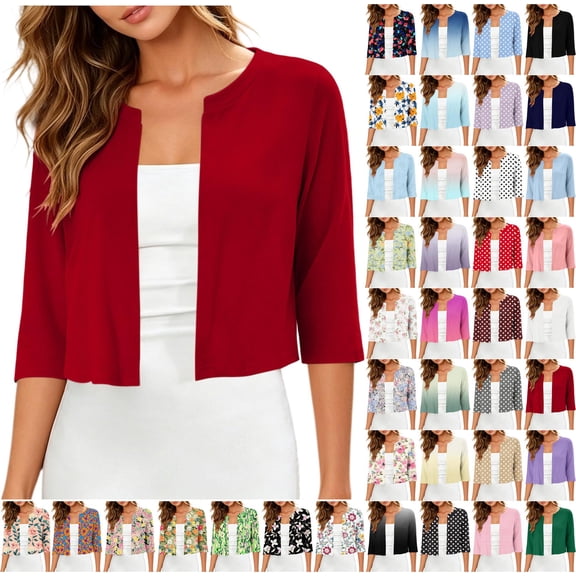 Danhjin Women's Cardigan 3/4 Sleeve Fashion Casual Tops Solid Color Fall Summer Spring Dailywear Holiday Vacation Work Going out Outfits