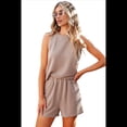 thumbnail image 3 of Conjunto de Dos Piezas de Verano para Mujer, Pantalones Cortos A Juego, Ropa de Estar por Casa con Bolsillos. Caqui S, 3 of 10