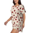 thumbnail image 2 of Kdxio Ladybug With Mushroom Print Pajamas Sets for Women Short-Sleeved Pjs with Lounge Shorts Two Piece Sleepwear S-4XL, 2 of 5