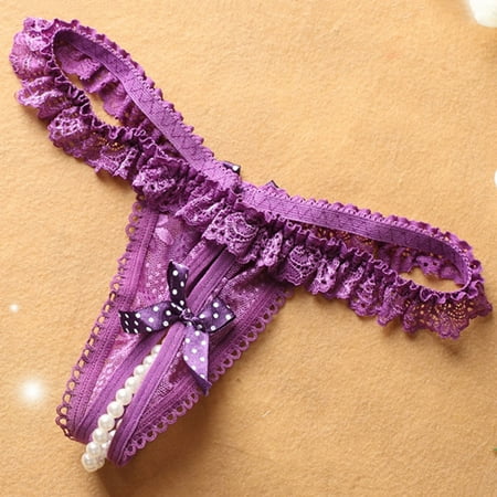 

Hunpta Underwear Women Sexy Panties Pearl Ball Lace Thongs