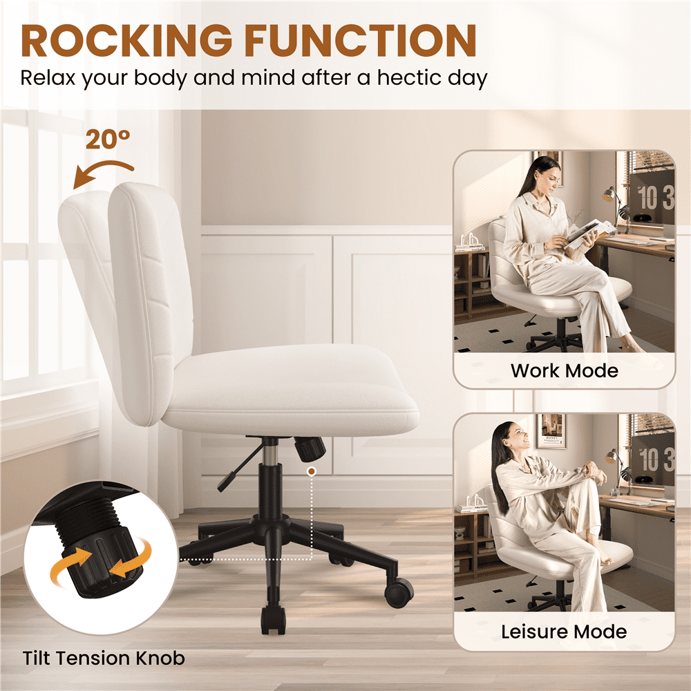 Alden Design Fabric Swivel Desk Chair with Wheels, Beige
