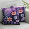 thumbnail image 2 of Nawypu  Purple Floral Throw Pillow Case, Cute Flower Decor Pillow Cover, Bedroom Living Room Cushion Cover for Couch Sofa Bed, 2pcs, 2 of 6