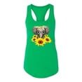 thumbnail image 2 of Elephant Sunflower Cute Love Animal Lover Ladies Racerback Tank Top, Kelly, X-Large, 2 of 3