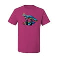 thumbnail image 2 of Trippy California Rainbow Neon Wolf Mountain Silhouette | Mens Animal Lover Graphic T-Shirt, Fuschia, 4XL, 2 of 4