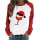 thumbnail image 1 of Camiseta informal de manga larga con cuello redondo y estampado navideño de retazos de primavera para mujer Fridja  bvmnju1692, 1 of 7