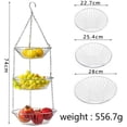 thumbnail image 2 of 3-Layer Hanging Fruit Basket Wire Hanging Flower Rack Simple Storage Basket Home Kitchen Fruit and Vegetable Storage Round Display Basket Suitable for Kitchen Bathroom Garden, 2 of 7