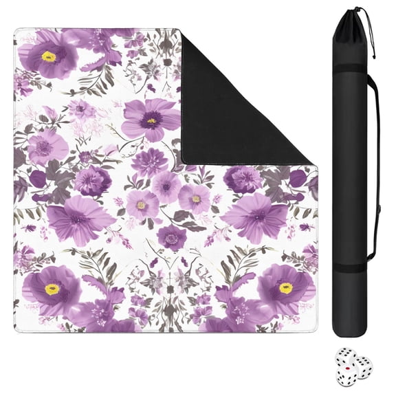 Decorative Floral Rubber Game Room Cover 31.5x31.5 Inch Mahjong Table Mat Large Size Anti-Slip Grip Noise Dampening for Tiles & Family Games