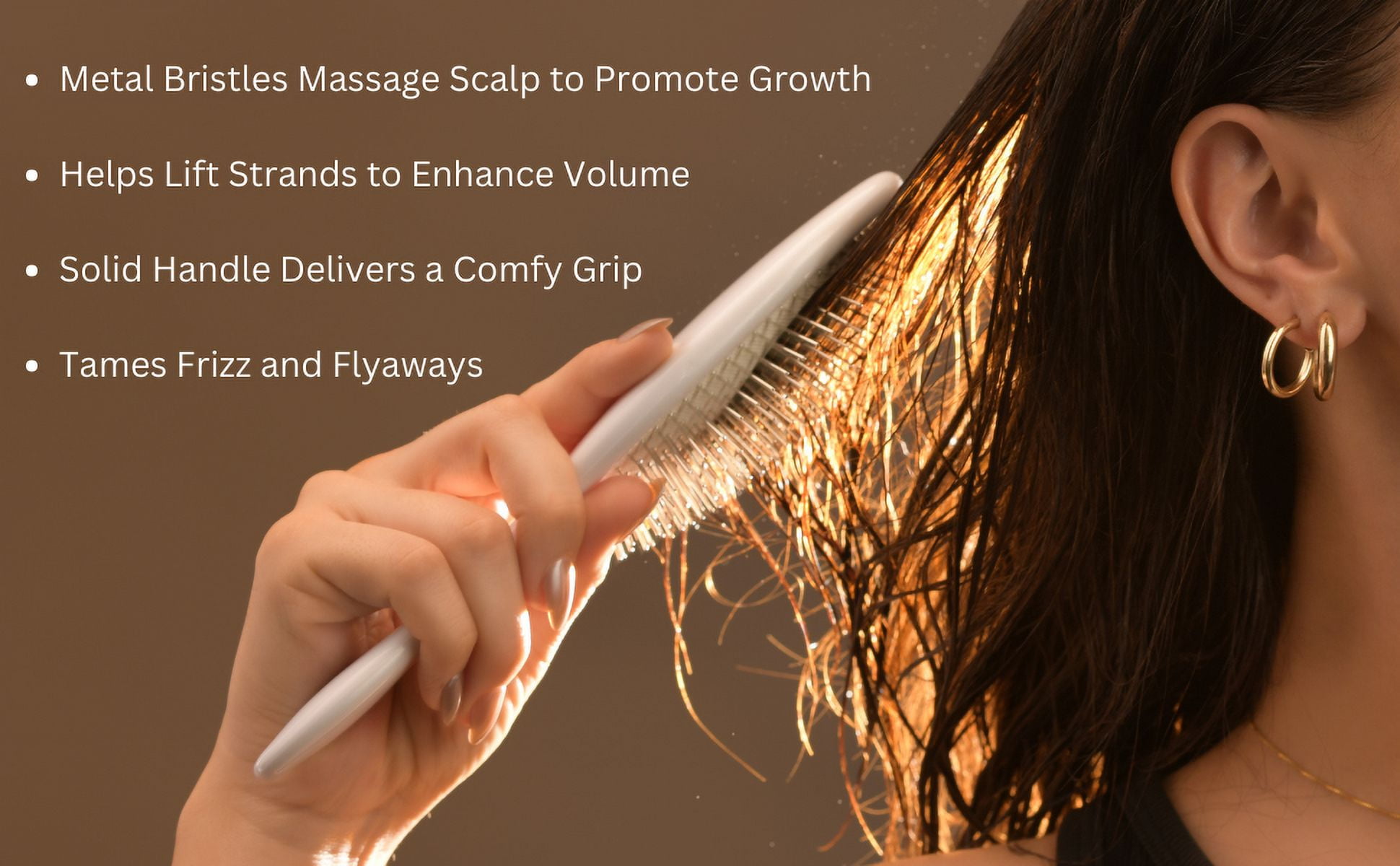 Simpluy Boujie All Lifestages Professional Bamboo Synthetic Oblong Hair Brush, Detangling, Brown