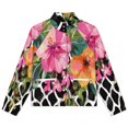 thumbnail image 4 of Jackets for Women Winter Coat Jackets Flannel Stand Collar Jacket(Floral Pattern Black White Background,Size:S-4XL), 4 of 7