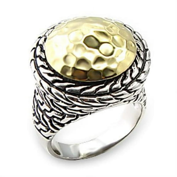 Reverse Two-Tone Brass Ring with No Stone for Women No Stone Stone Color Style 6X084 Size 5