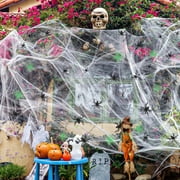 JoyX Halloween Spider Web Decorations, 1000 Sqft Super Stretch Spider Webs with 60 Plastic Fake Spider Glow in the Dark, Indoor/Outdoor 300g/10.58 oz