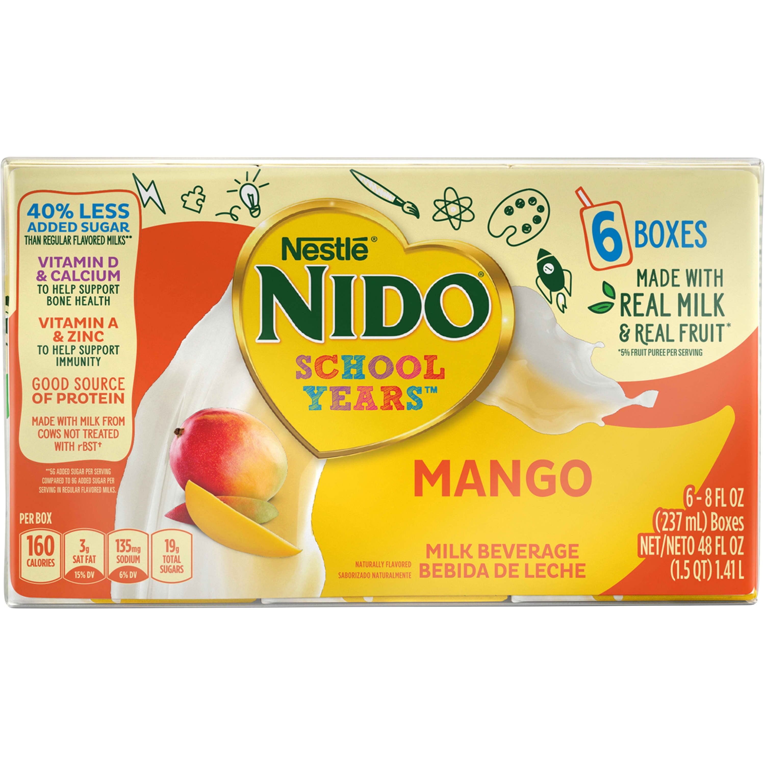 Nido School Years Mango Milk Beverage, 48 fl oz, 6 Boxes