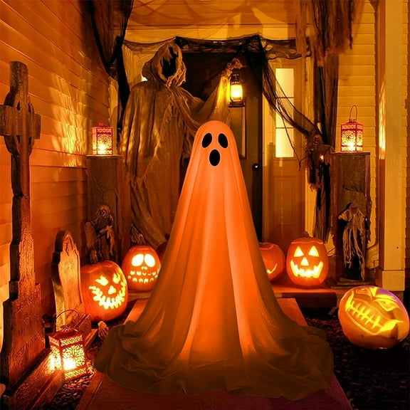 Halloween Decorations Outdoor,Hanging Spooky Ghosts With Remote Control Lamp Ghost Lamp,Hallowwen Spooky Decoration with String Lights,Halloween Party Porch Yard Outdoor Decor